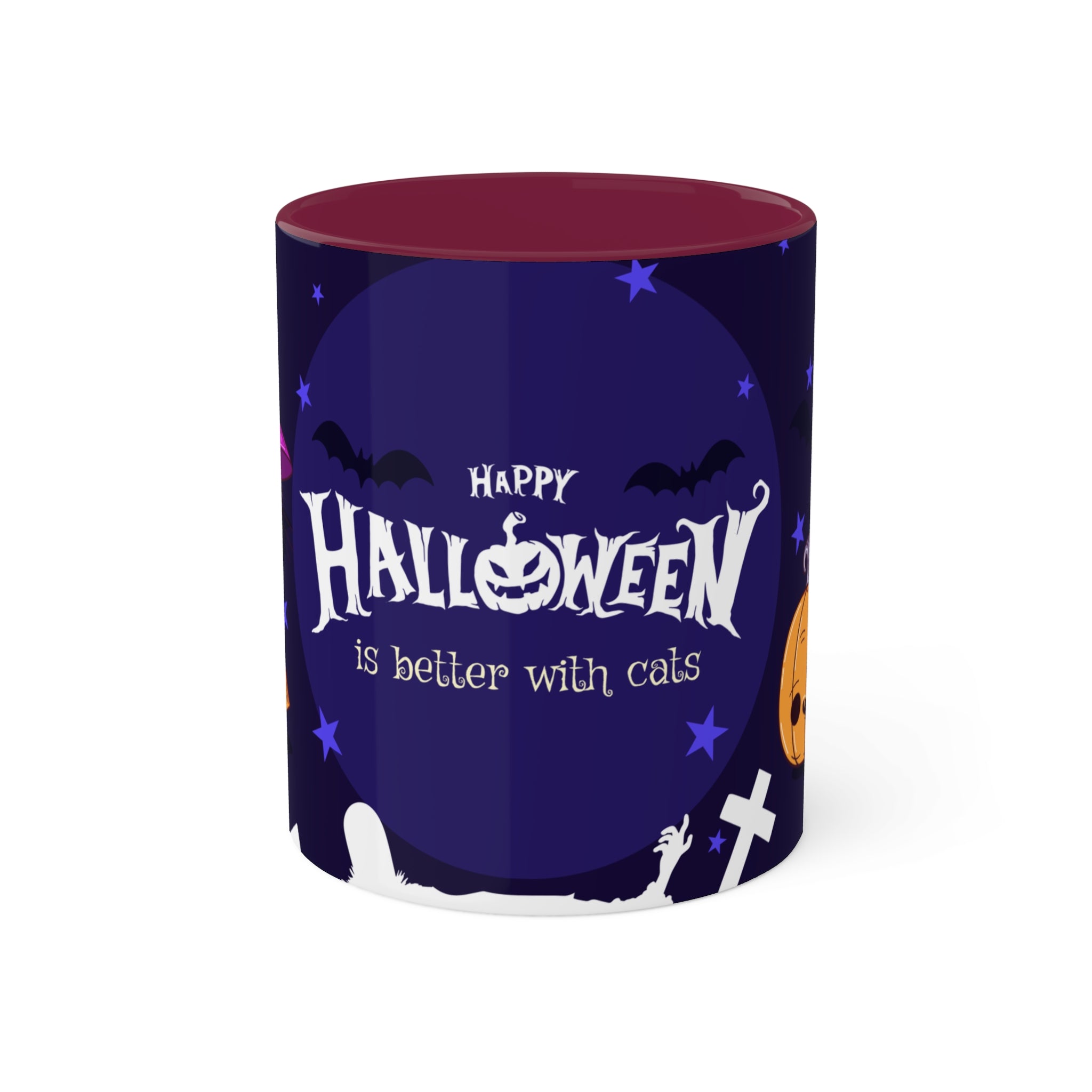 Happy Halloween with Witch's Cats | Colorful Mugs